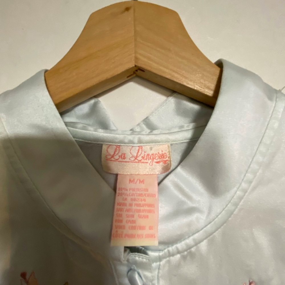 La Lingerie Light Blue Satin Embroidered Nightgown – M - Picture 6 of 11